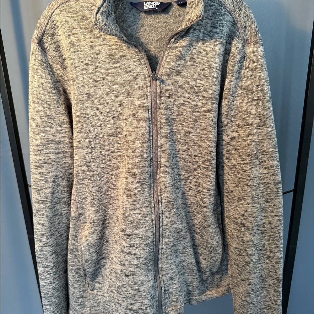 Lands' End Men's Heathered Zip-Up Sweater